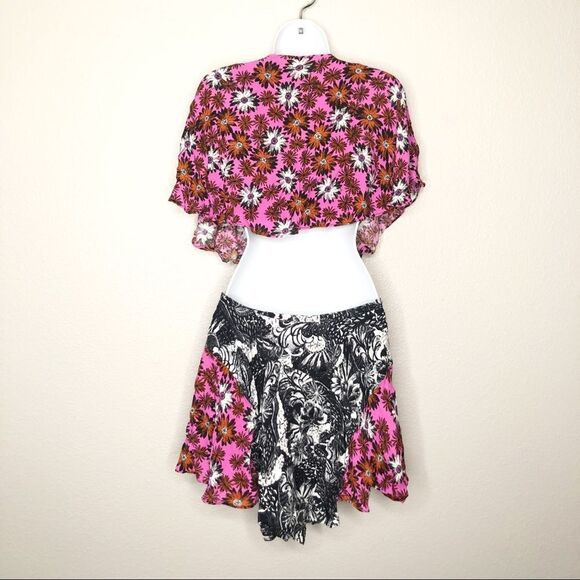 Free People Dark Star Mini Floral Open Back Boho  Dress Size XS - Picture 6 of 13